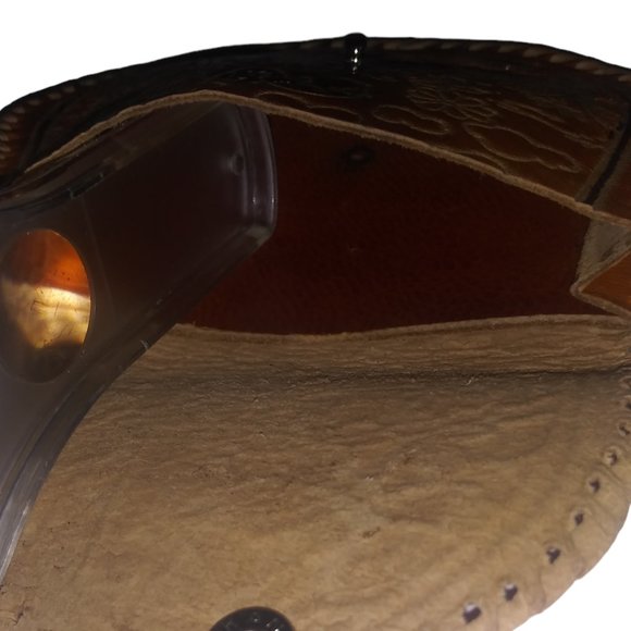 VTG Kane M Hindu Woman Leather Side Stitched Brown Coin Purse Snap Closure Bag - Picture 3 of 8